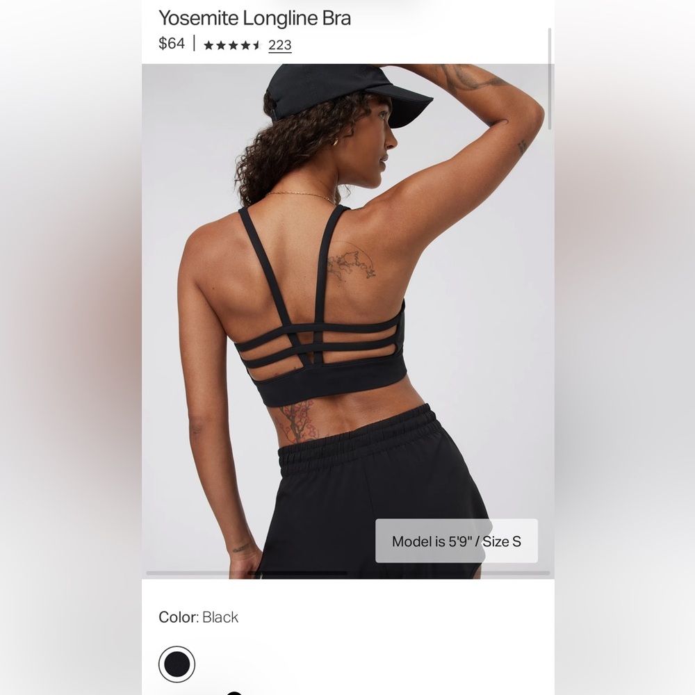 Vuori Black Strappy Sports Bra